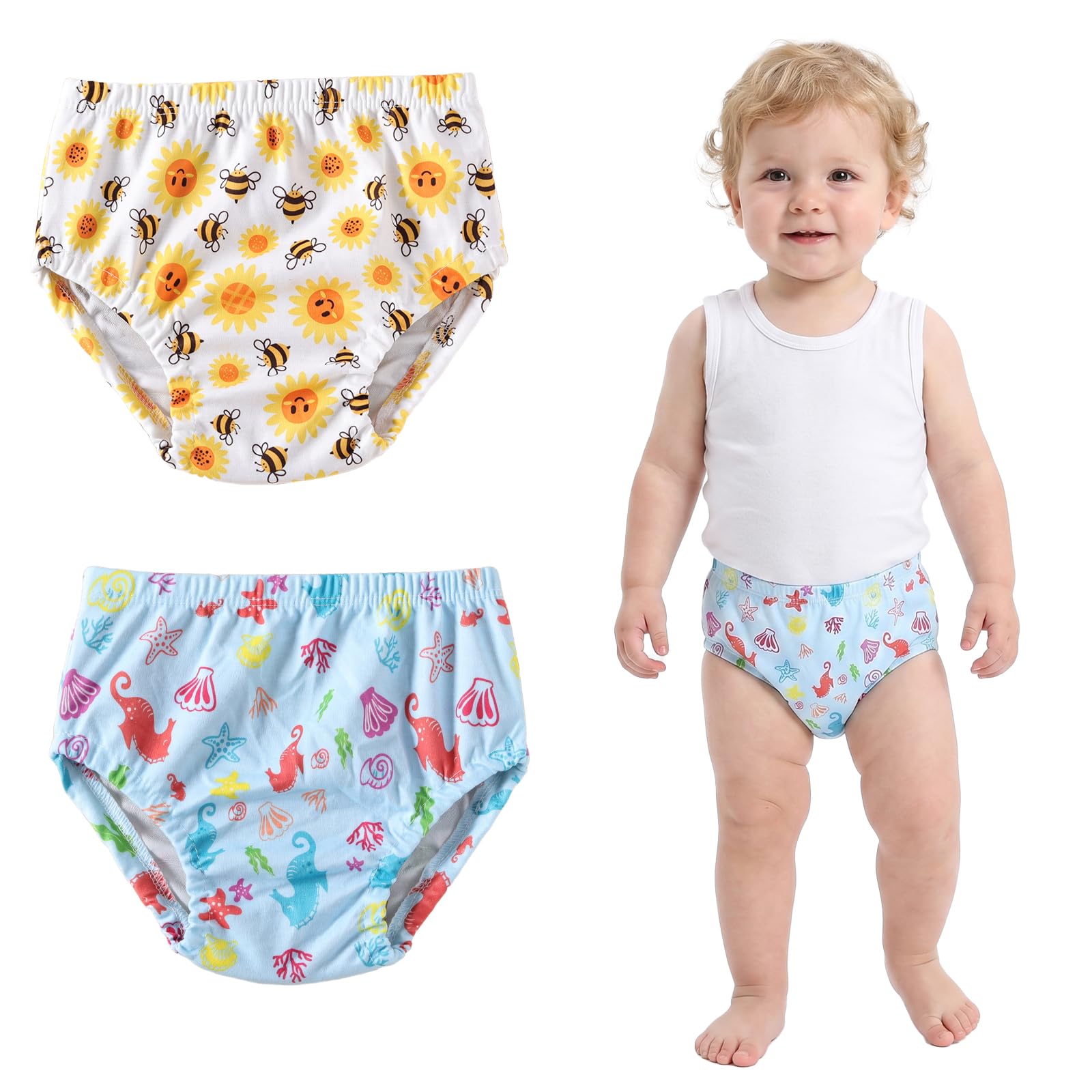 Costume pannolino neonato 2 pezzi riutilizzabile antifuga 3D 1-2 anni traspirante lavabile in lavatrice per piscina spiaggia