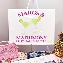 Custom Margs and Matrimony Bachelorette Welcome Sign with Margarita Glasses, Personalized Bride to Be Party Banner, Fun Cocktail Bridal Shower Poster, Modern Weekend Wedding Celebration Decor