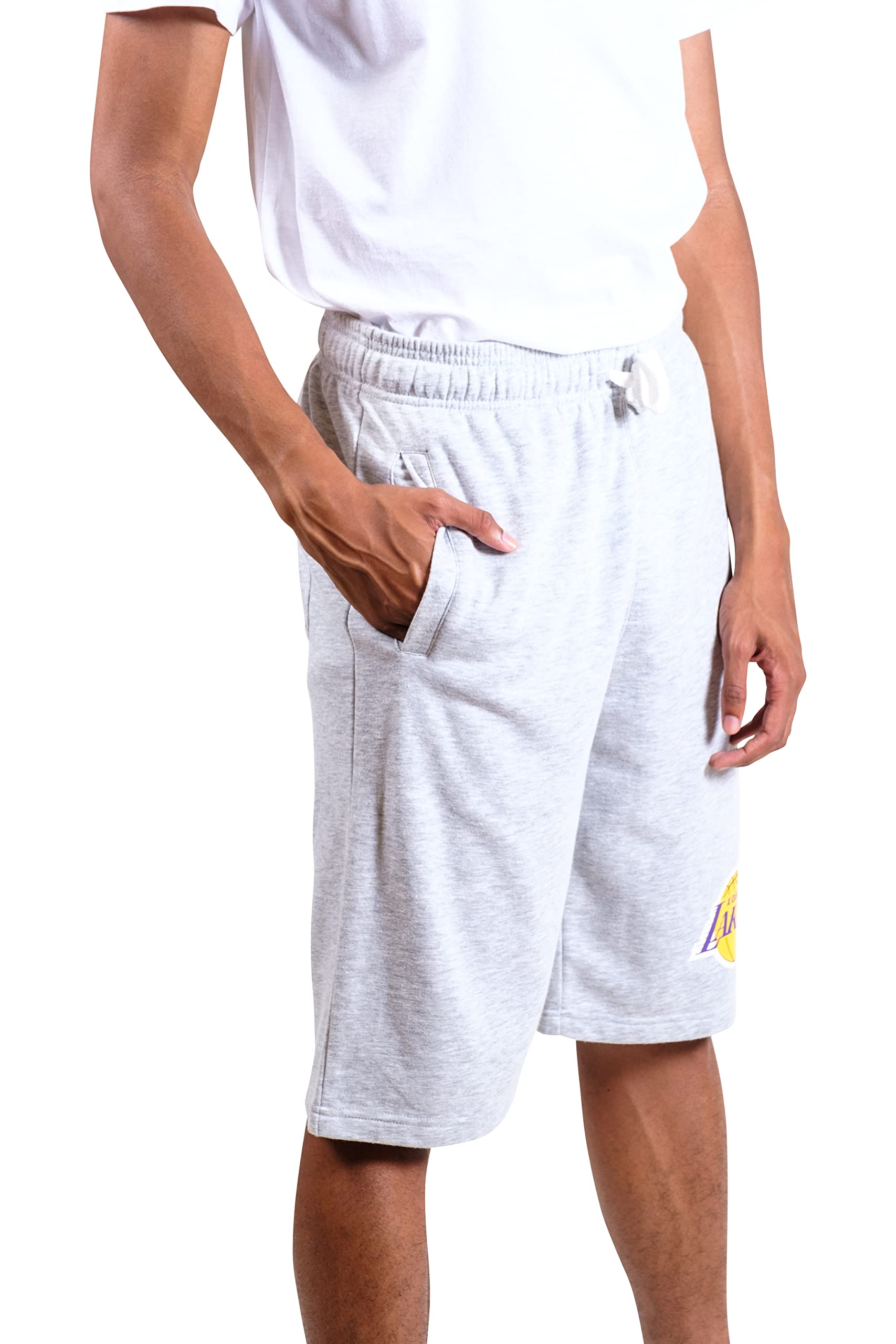 Ultra Game NBA Los Angeles Lakers Mens French Terry Shorts, Heather Gray, X-Large