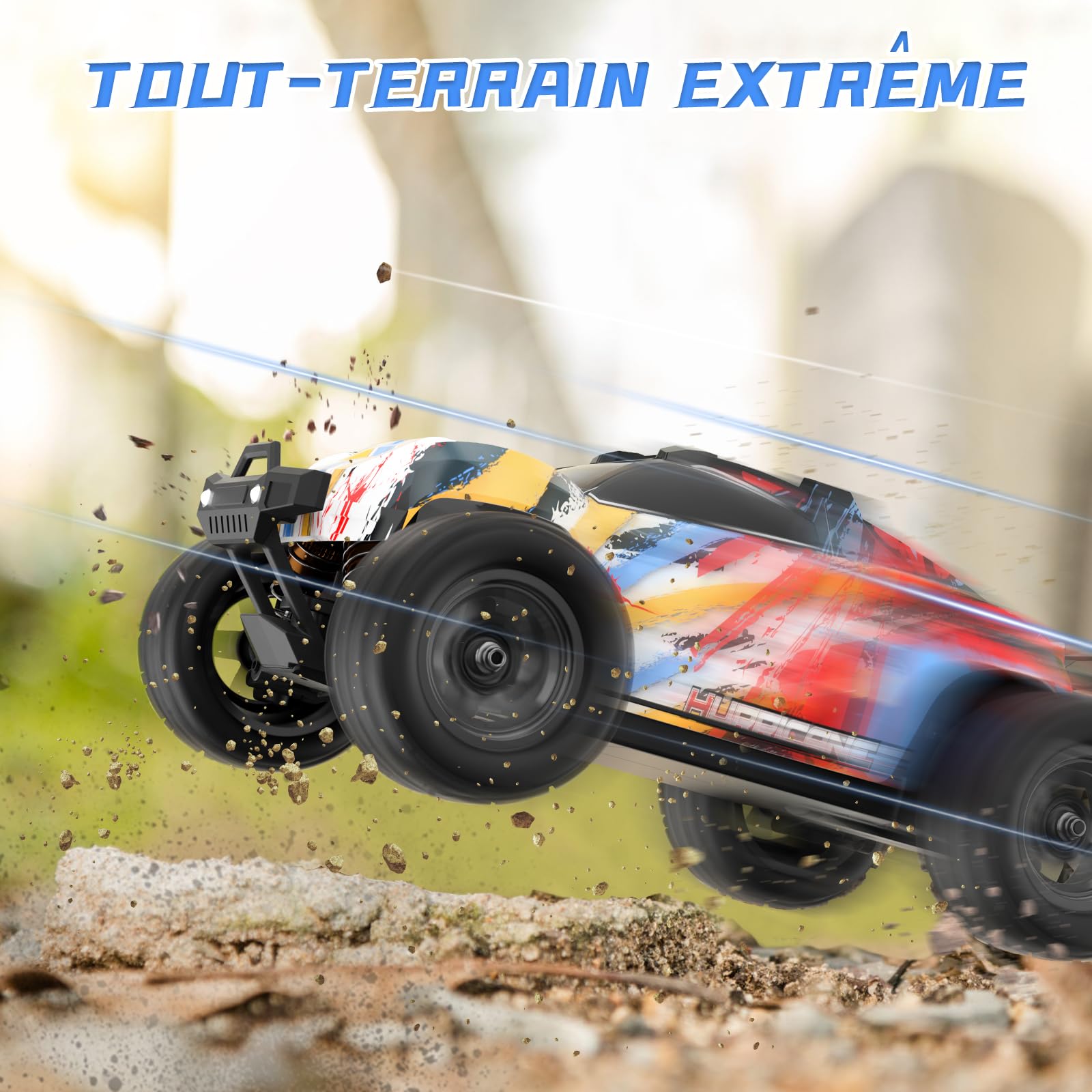 JONRRYIN Voiture Télécommandée, 1:18 4WD RC Voiture Radiocommandées avec 2 Batterie 60 Minutes, 2.4 GHz Tout Terrain Rapide Voiture, Jouet Monster Truck pour Enfant Adulte Anniversaire Cadeau