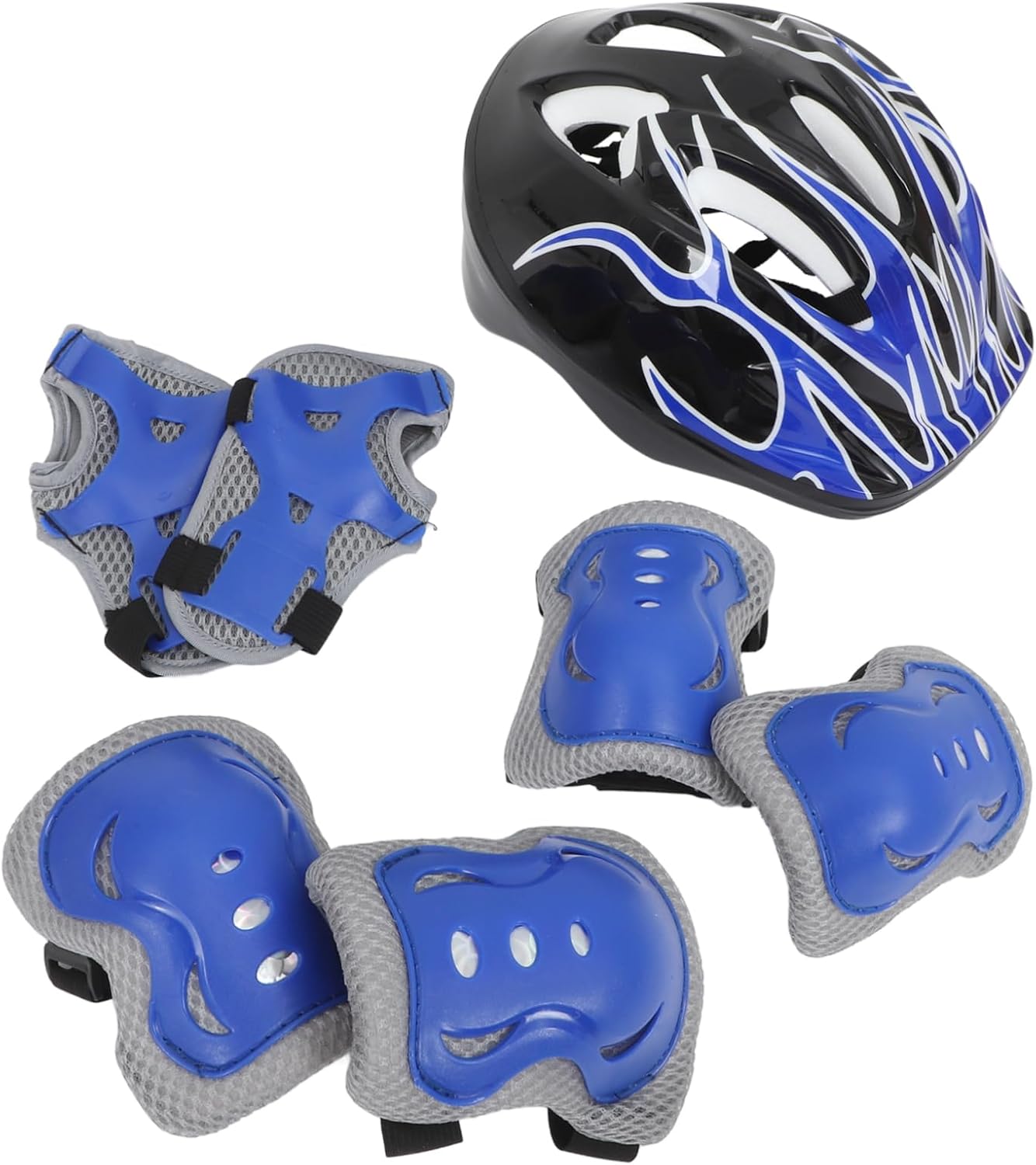 PRETYZOOM 7pcs Skater Helmet Skateboard Protective Gear Set Full Kit Helmet Kneepads Elbow Pads Wrist Guards for Boys and Girls Adults