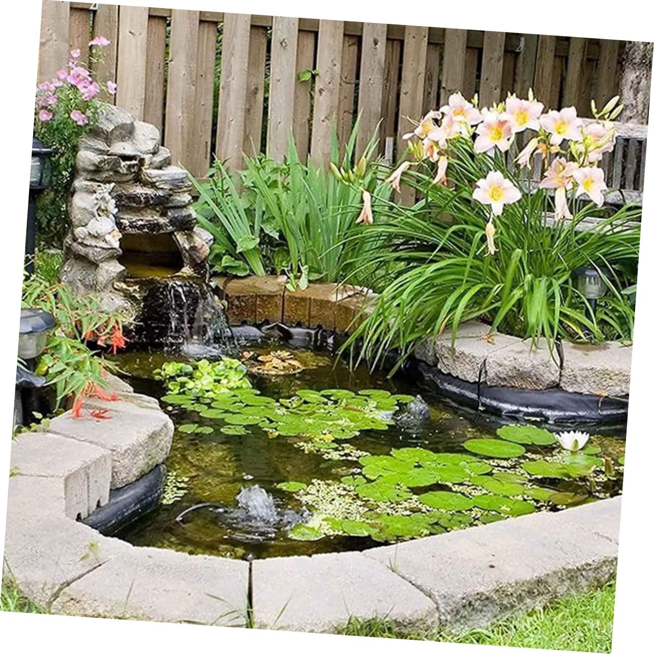 ibasenice Rivestimento per Laghetto per Pesci Hdpe Ampio e Prevenzione Efficente delle Perdite d Acqua Resistente ai Danni Taglio Comodo per Diverse Esigenze