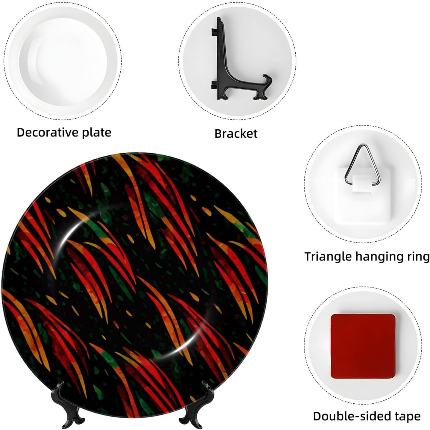 Jamaica Rasta Pattern 10 Inch Decorative Plate With Stand, Elegant Display Wall Plate For Home Decor