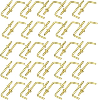 Aexit 31mm Length Home Hardware Copper Plated Self-Tapping Right-Angle L Shape Screw Hook 50pcs Model:37as177qo407