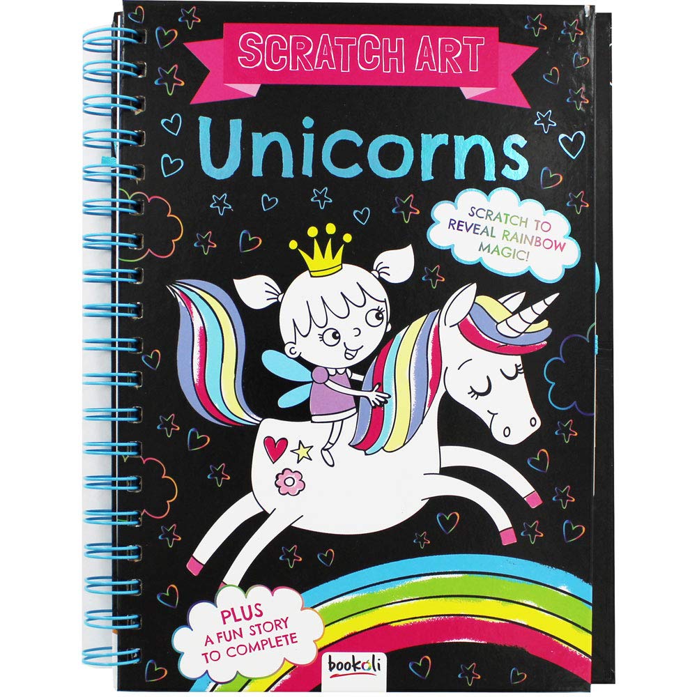 ALLIGATOR Unicorns Scratch Art Pad – Kratzbilder Mit Einhorn-Motiven, Inkl. Holzstift & Bonus-Aktivitäten