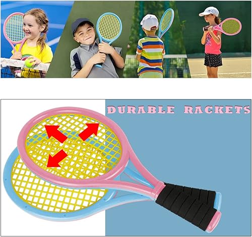 Miniatura 4 de Raquetas de tenis para niños con bolsa de transporte, pelotas de entrenamiento suaves y pájaros de bádminton, juego de regalo de raquetas de tenis