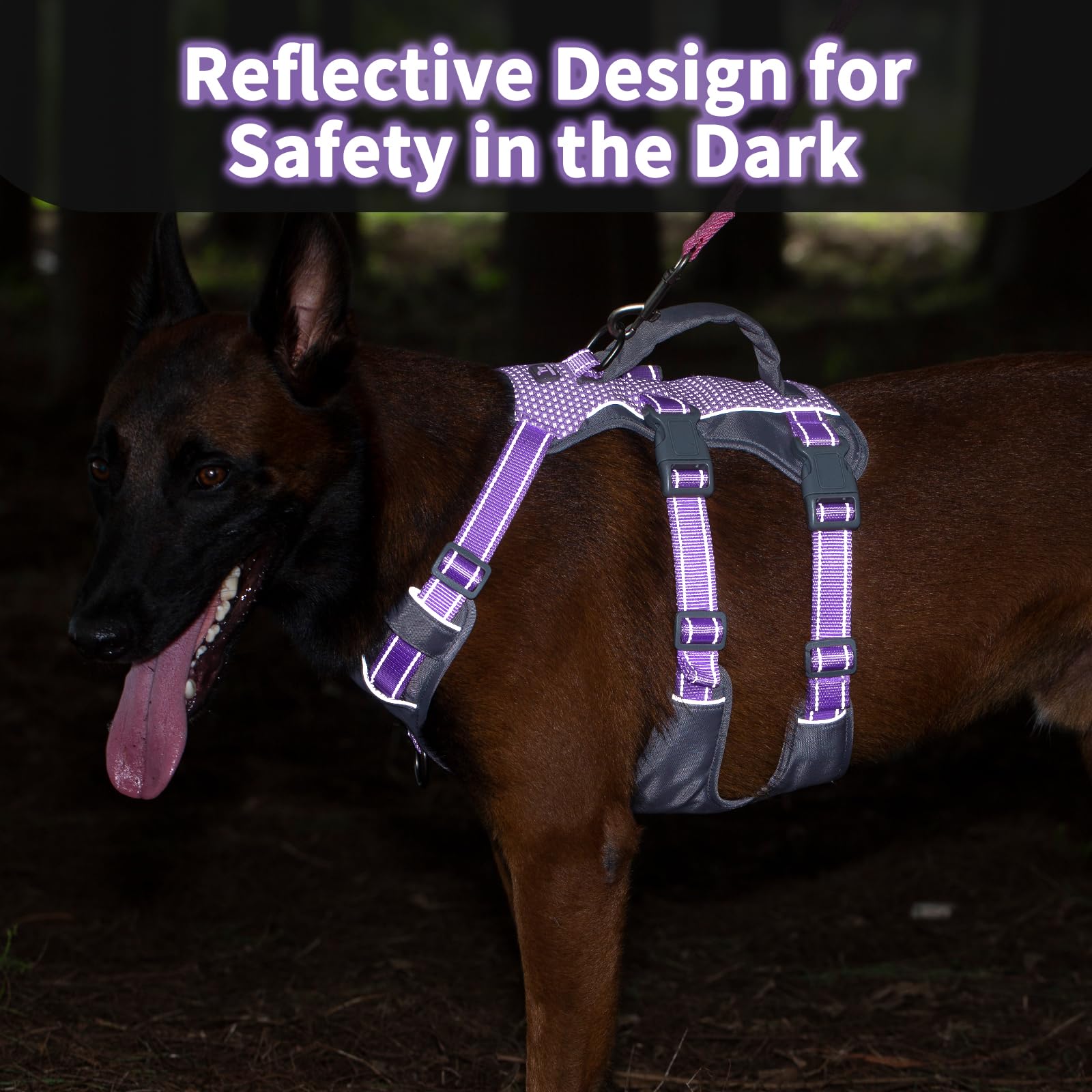 Huntboo Escape Proof Dog Harness Medium, Anti-Pull Dog Harness with Handle, Breathable, Adjustable, Reflective Dog Harnesses - Image 3