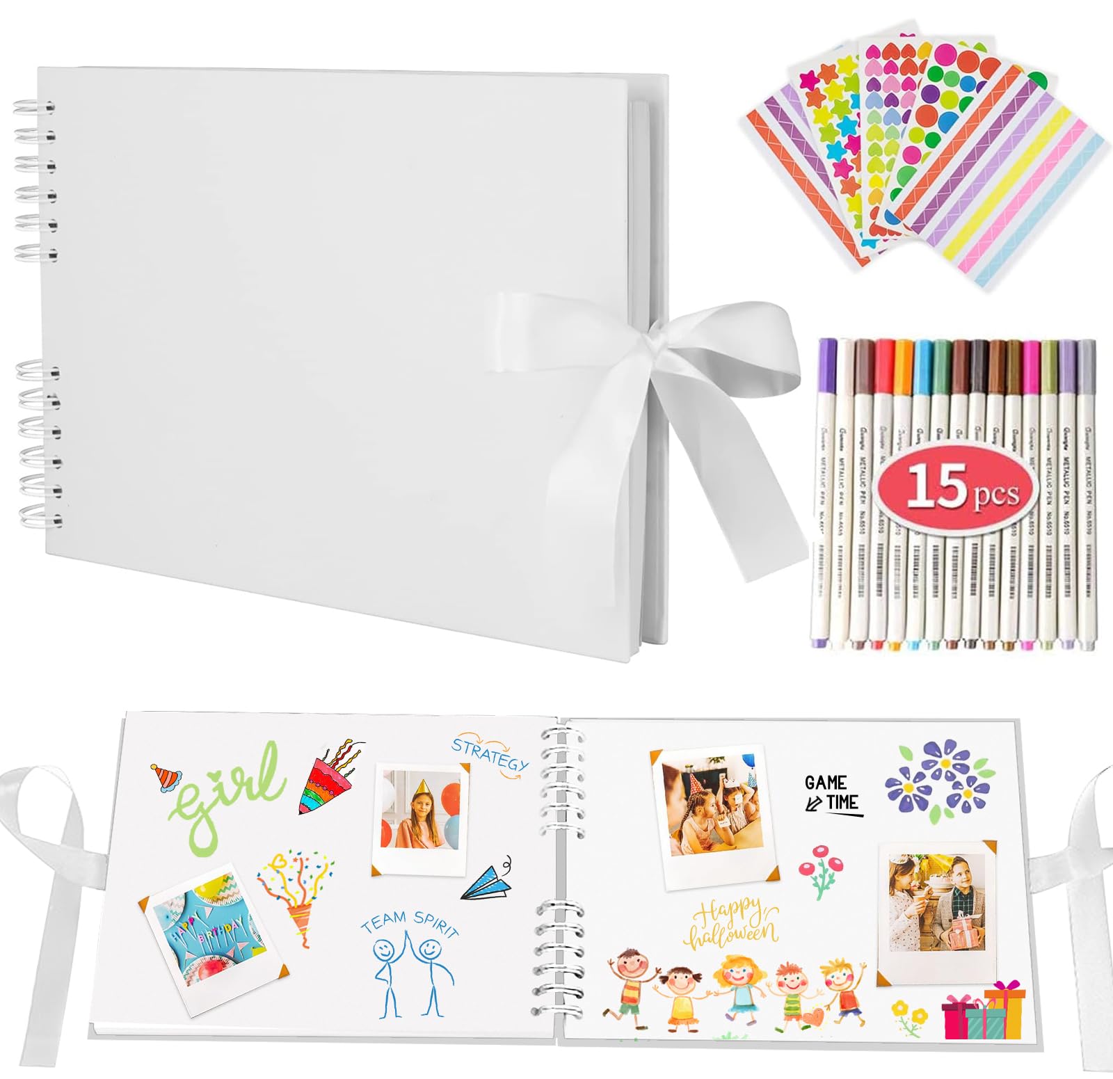 EVNEED Album fotograficzny do scrapbookingu, księga gości weselnych, rocznica, wspomnienia, scrapbooking do rękodzieła, prezenty DIY, biały