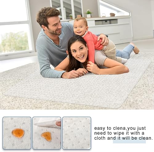 Miniatura 5 de Tapete para silla de 46 x 60 pulgadas, para suelo, computadora, silla de oficina, escritorio, transparente, protector para suelos bajos y sin pelo