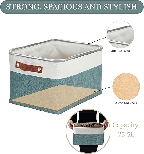 Miniatura 4 de DECOMOMO - Contenedores de tela para almacenamiento para estantes, armarios, ropa blanca, estante de bebé, juguete, cubos decorativos con asas