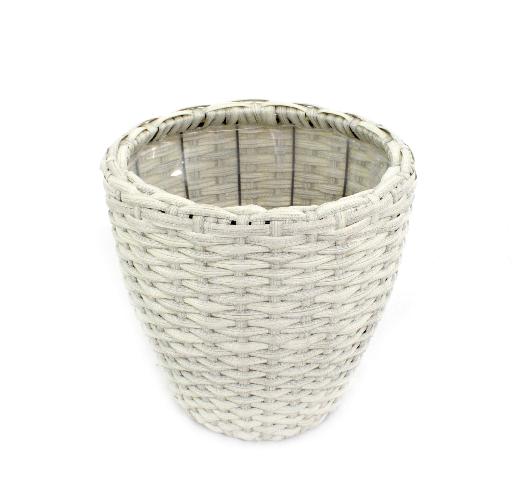 DARO DEKO Rattan Blumentopf rund 3 Stück - S, M und L weiß