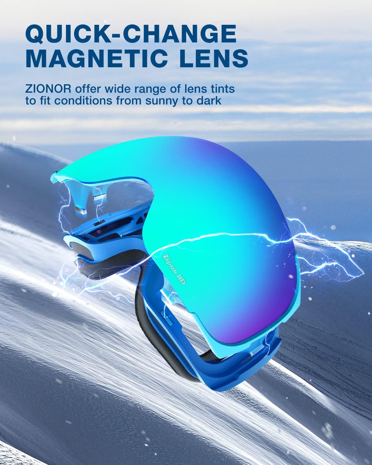 ZIONOR Ski Goggles, Z1 Zipon HD Lens Snow Snowboard Goggles for Men Women Adult - Image 4