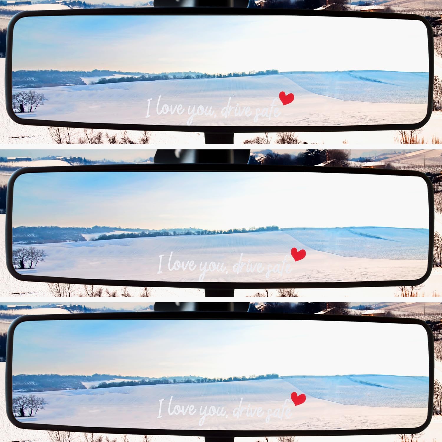 3pcs I Love You Drive Safe Mirror Stickers, Cute Car Drive Safe Rear View Mirror Decals with Hearts Car Driving Stickers Automotive Accessories for Women Driver (White) - Image 3