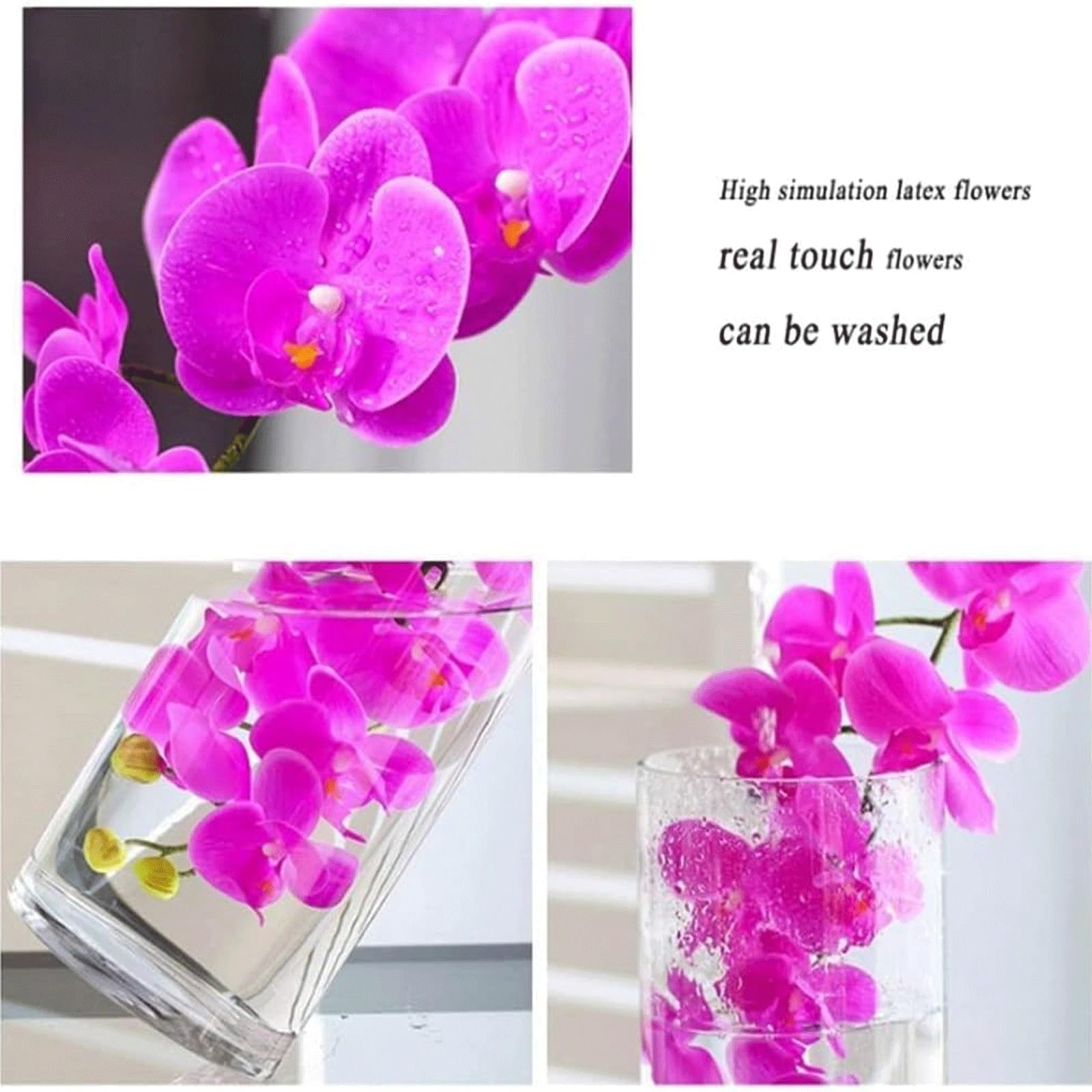 Sztuczne kwiaty Phalaenopsis z ceramicznym wazonem, prawdziwa w dotyku, sztuczna orchidea do domu, biura, dekoracja stołu weselnego
