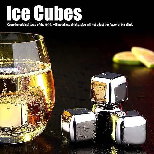 Miniatura 2 de Juego de regalo de piedras de whisky para hombres y mujeres, 8 cubos de hielo de whisky de acero inoxidable con pinzas de hielo, rocas refrescantes