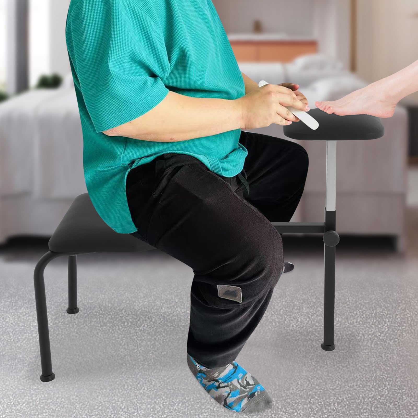 Pedicure Stool - Chaise de massage réglable - Chaise de pédicure moderne pour la maison - Noir