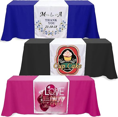 Miniatura 2 de Camino de mesa personalizado con logotipo de empresa de hasta 36 x 72 pulgadas, caminos de mantel personalizados para eventos de bodas y ferias (36