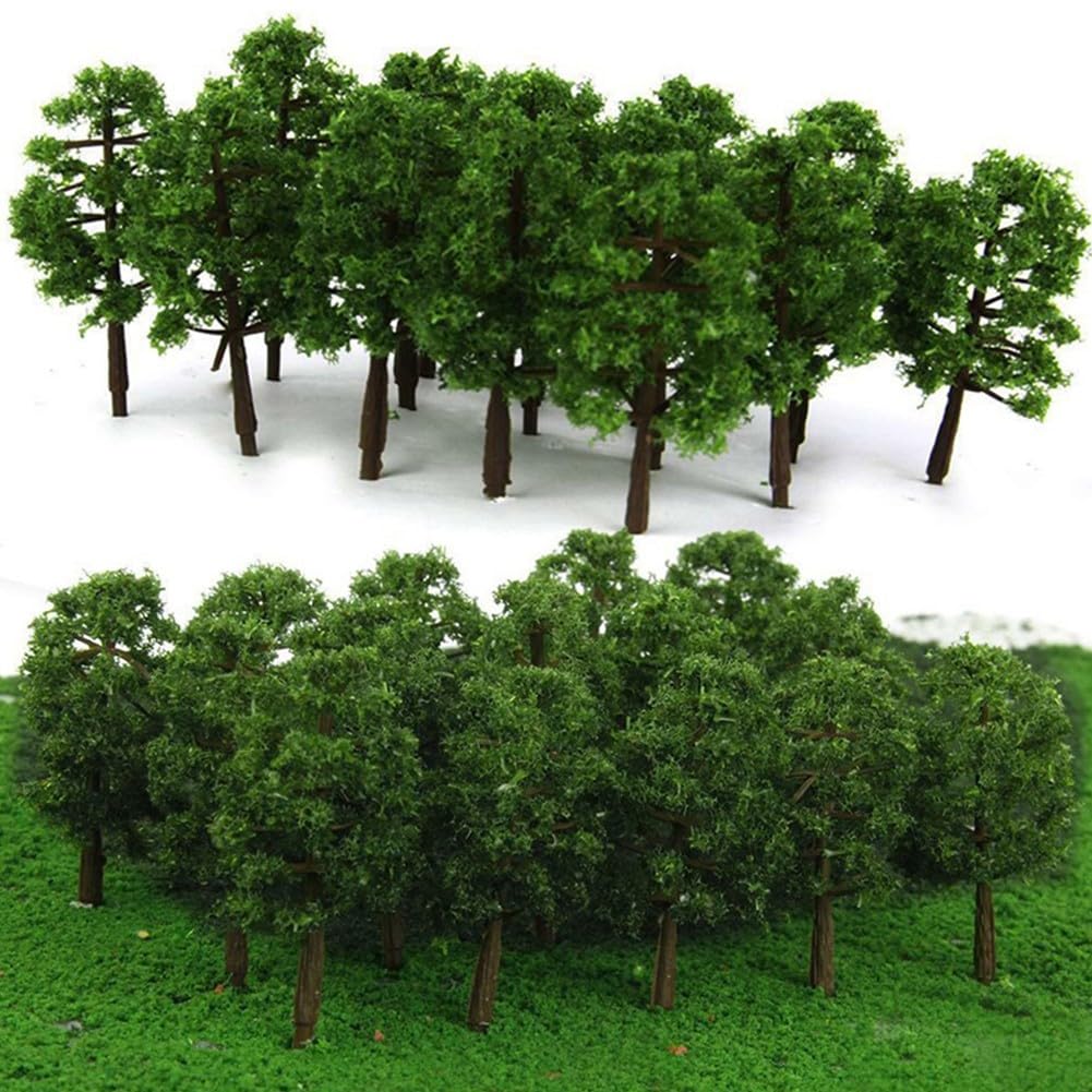 50PCS Micro Landscape Model Tree, Mixed Model Trees, Model Trees Train Railroad Landscape Layout Diorama Scale Tree for Sand Table 7cm