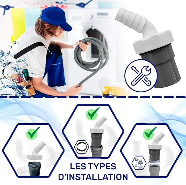 Adaptateur Evacuation Machine a Laver avec Sortie pour Tuyau Ø40 mm et Entrée Ø18-23 mm - Adaptateur Lave Vaisselle Vidange - - 5
