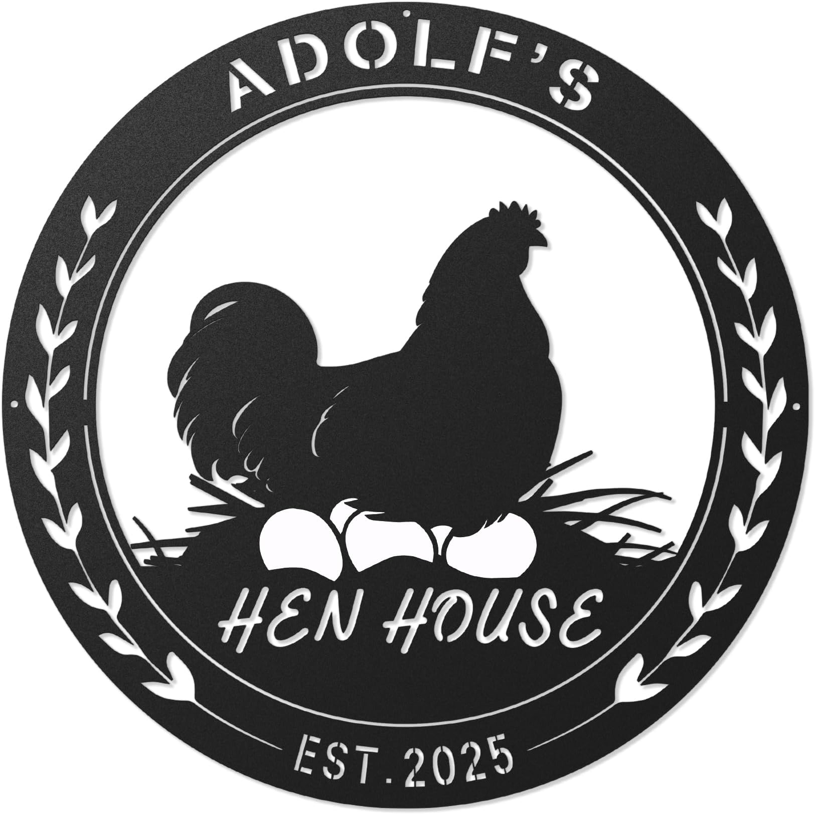 Personalized Metal Chicken Coop Sign - Custom Family Name & Chicken Name Sign for Hen House Decor, Farmhouse Style Funny Signs for Outdoor Hanging