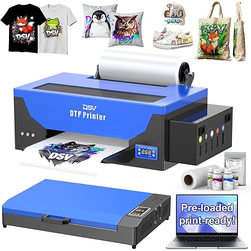 DSV DTF Printer A3 Roll L1800 Transfer Printing Machine,High-Speed Print for Different Fabrics,13”Max Print Width,White Ink Circulation Automatic Cleaning System,Gift Ink 2 Year (Printer+Oven+Laptop)