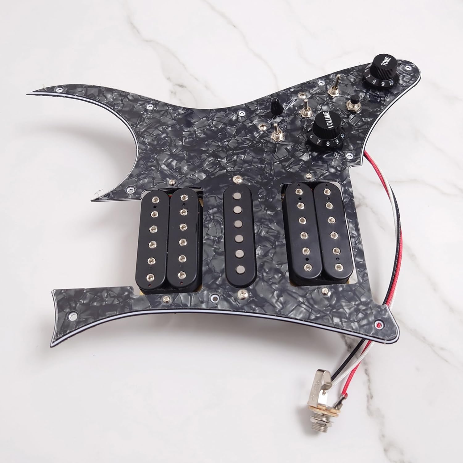 HSH Wstępnie okablowany Pickguard Alnico 5 przetworniki z pojedynczą cewką/Humbucker, rozdzielanie cewki, ulepszony przełącznik osłona kostki do gitary elektrycznej Ibanez RG