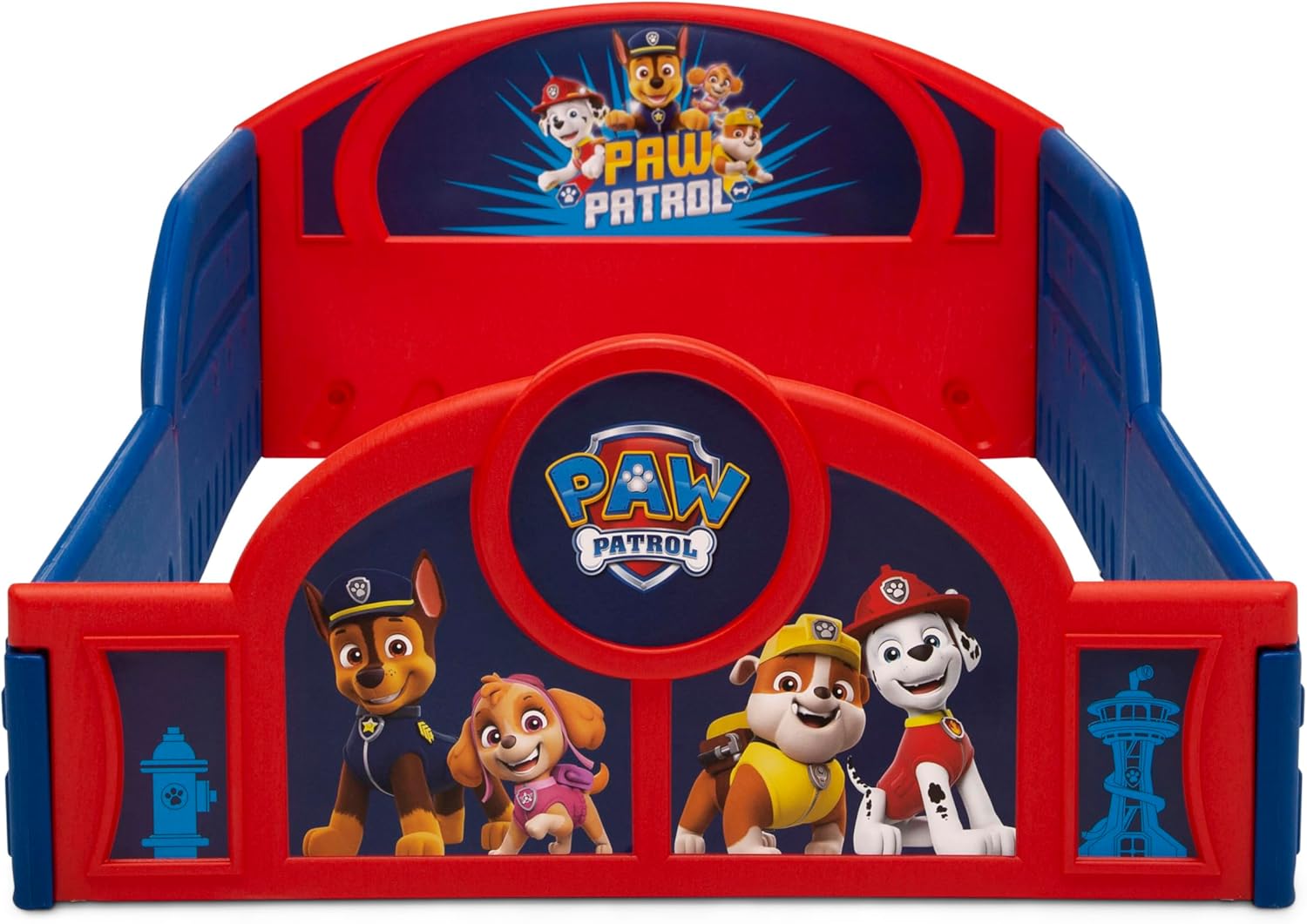 Delta Children Nick Jr. PAW Patrol Plastic Sleep and Play Toddler Bed with Attached Guardrails