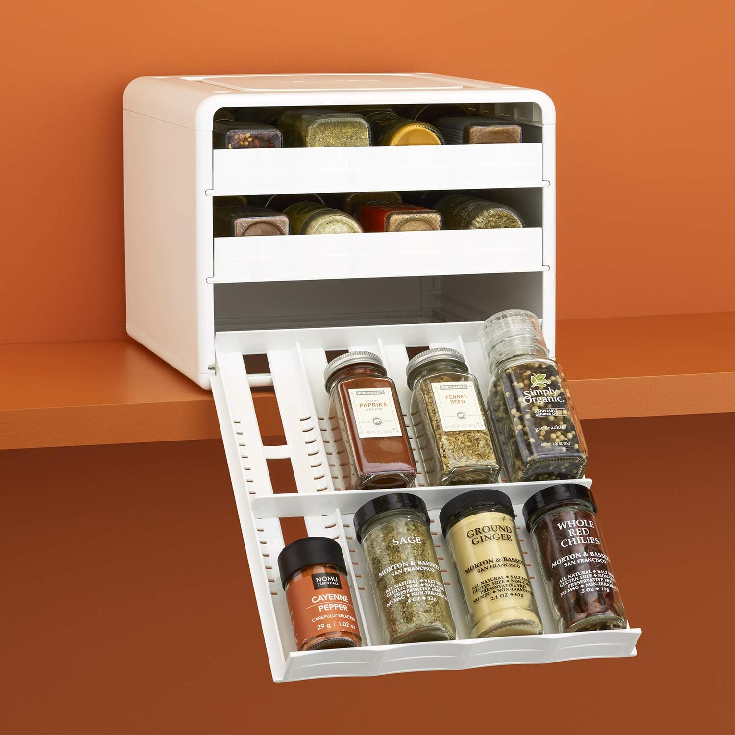 YouCopia Adjustable SpiceStack Spice Rack Organizer, 24-Bottle, White : Everything Else