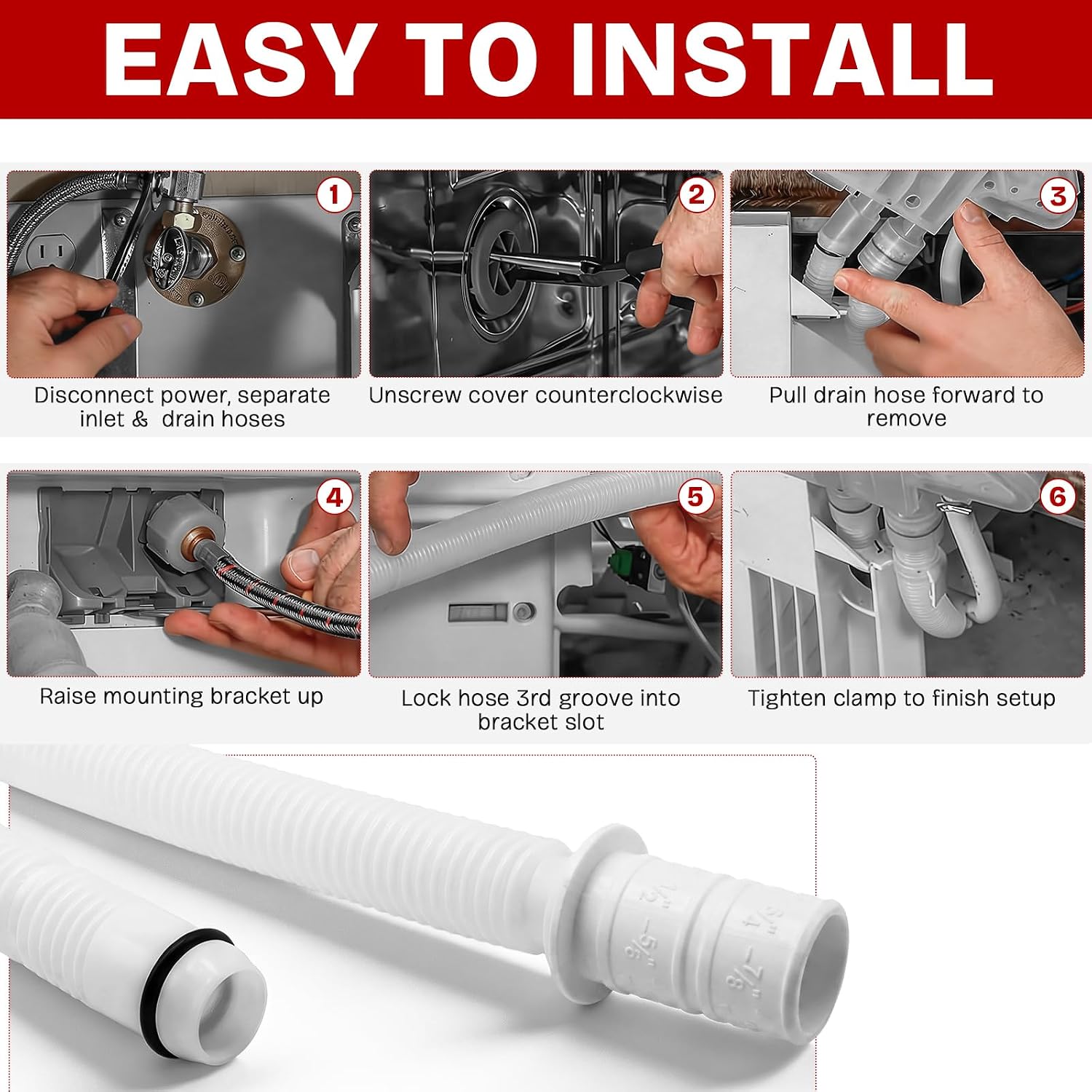 00744881 Dishwasher Drain Hose for Bosch 300/500/800 Series