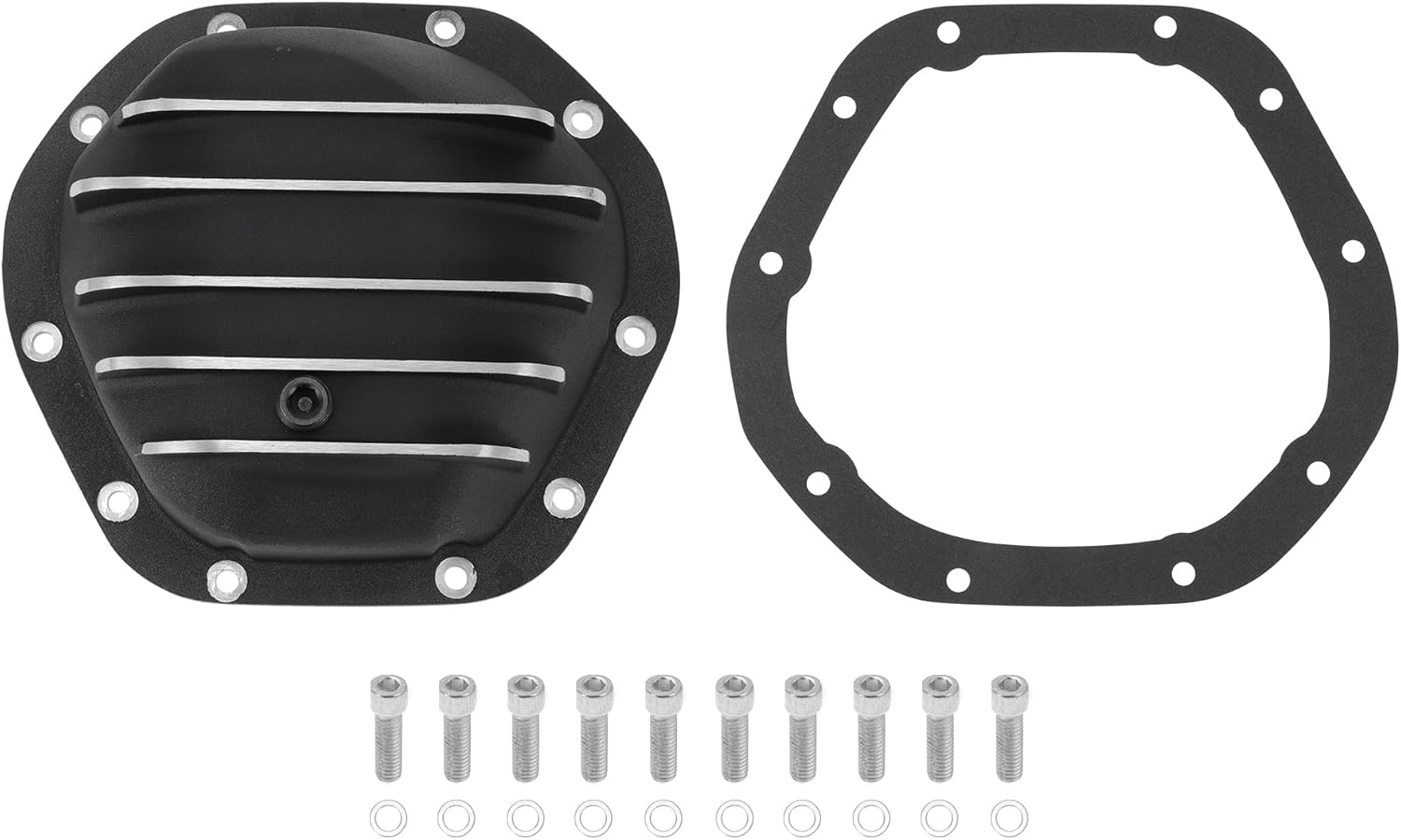 Differential Cover Kit Compatible for Chevy for GM for Ford Dana 44 1941-2003, Durable Aluminum Alloy Black with Gasket Bolts
