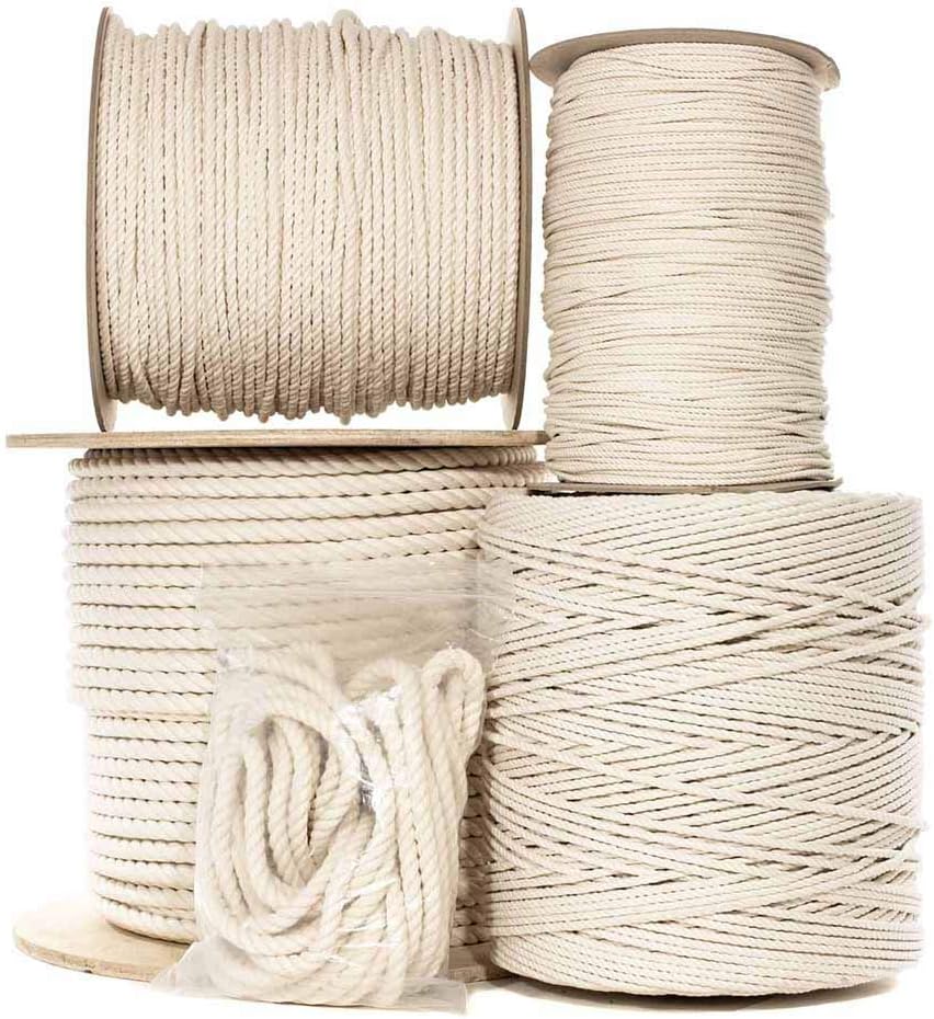 Natural Twisted Cotton Rope 1/4 Inch - Biodegradable Cord with No ...