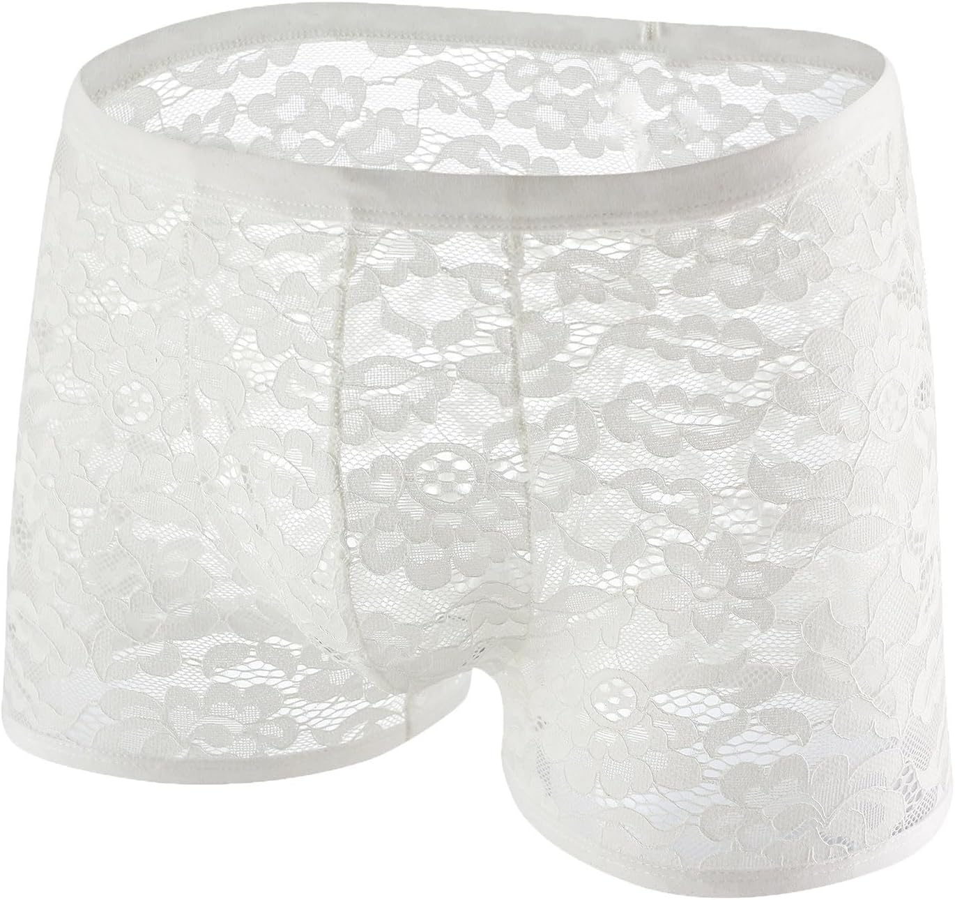 Men's Floral Lace Boxer Briefs Sheer Pouch Trunks Underwear