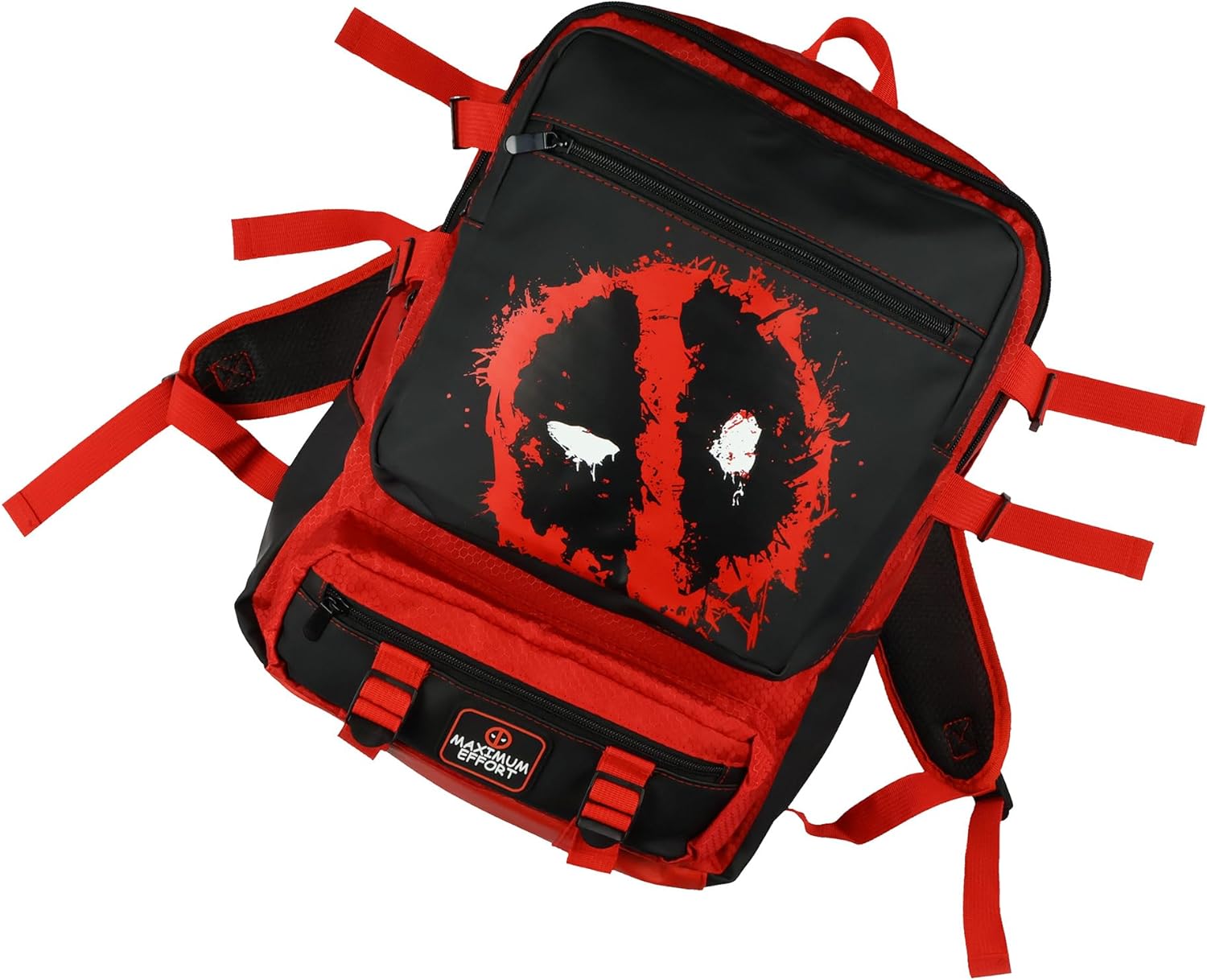 Marvel Deadpool Backpack Maximum Effort Built-Up Utility Laptop Tech Sleeve Book Bag 17"