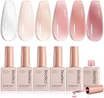 Beetles Jelly Gel Huile Polish ensemble 6 Couleurs Neutre Sheer Blanc laiteux Nu Rose Gel Polish Kit Translucide Trempage au large de Uv Nail Gel Dons de manucure Diy pour filles femmes