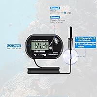Vista 2 de Termómetro de acuario para acuario, termómetro digital LCD para tanque de peces con sonda de sensor resistente al agua y ventosa para incubadoras