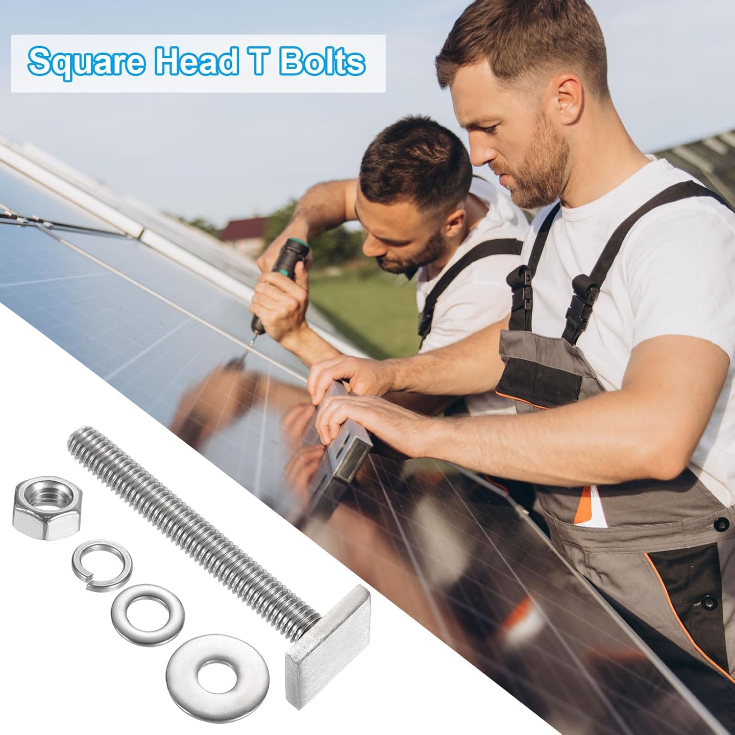 PATIKIL T Slot Bolts M8 x 65mm, 8 Set Square Head T Bolts Roof Rack Stainless Steel T Track Bolts with Nut Washers for Bike Ski Kayak Rack