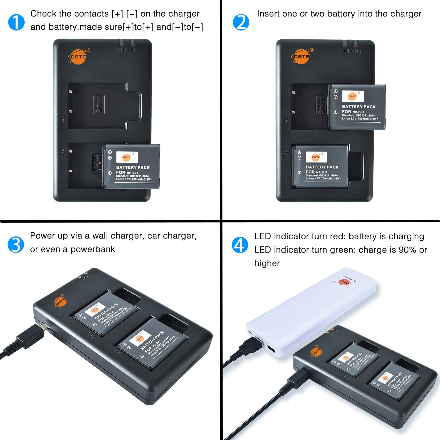 Image secondaire de Kit de 2 Batteries Rechargeables avec Chargeur Double pour Nikon et Sony