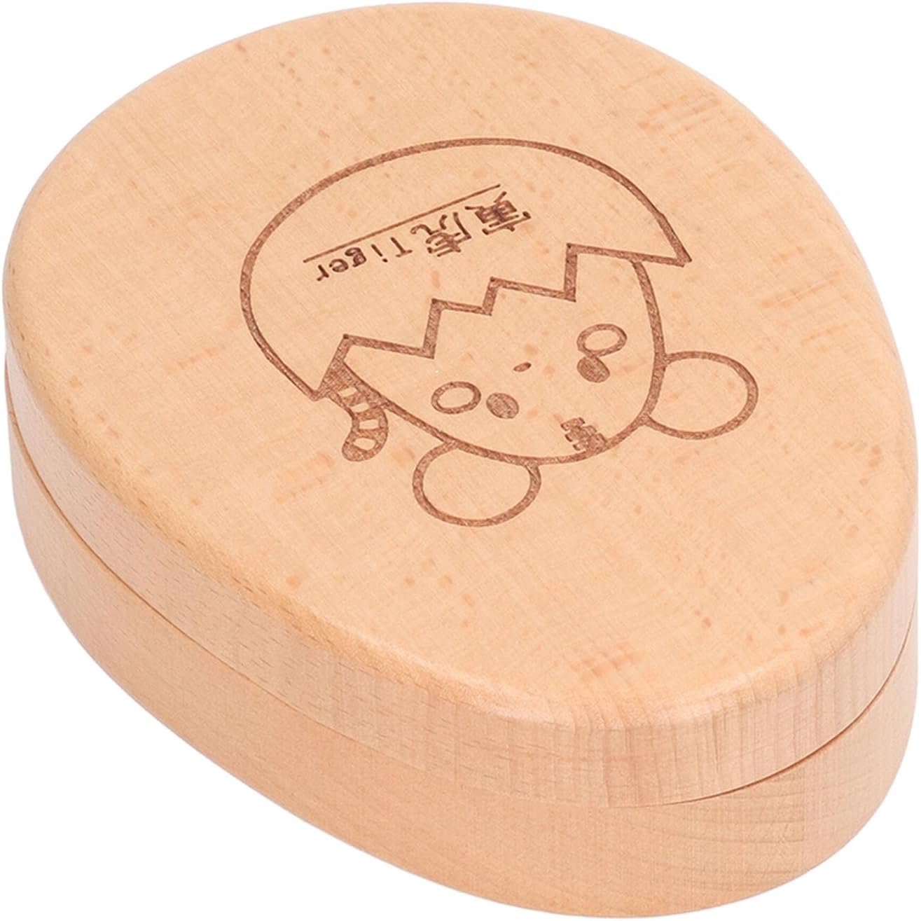 Cute Cartoon Baby Tooth Box Keepsake, Children Tooth Storage Container, Bamboo Wood Tooth Box with Tweezers and Cotton, Delicate Design for Baby Teeth and Fetal Hair Collection