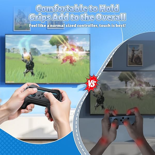 [Switch 1/2 Compatible] FASTSNAIL Grips for Nintendo Switch2 (2025)/Switch&OLED for Joy-Con2, Wear-Resistant & Anti-Slip Controller Grips Handle Kit, Holder Accessories for NS2 Joypad (Black,Black) - 5