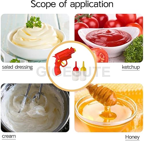 Miniatura 7 de Gigesute Botella dispensadora del condimento del restaurante de la cocina, pistola de especias de mostaza de la salsa de tomate, parrilla al aire