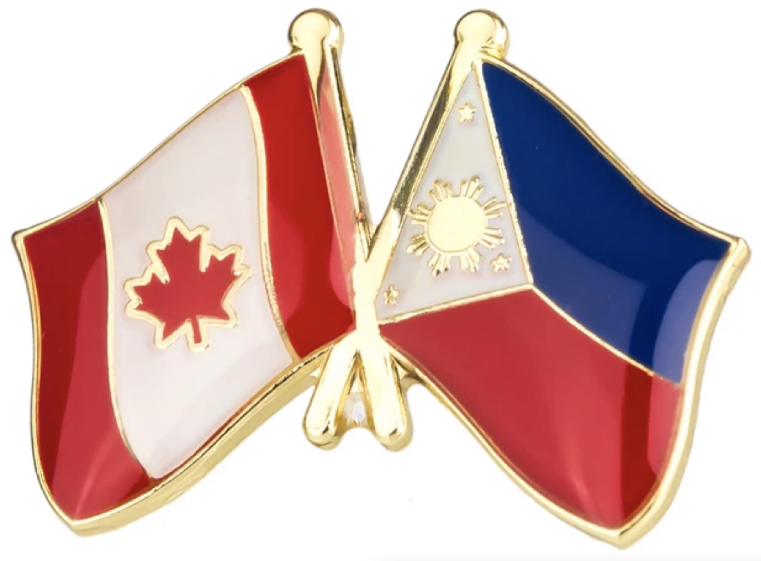 Canada Canadian National Flag Crossed Flags Friendship Love Alliance Allies 1"" Enamel Pin (Philippines/Filipino)