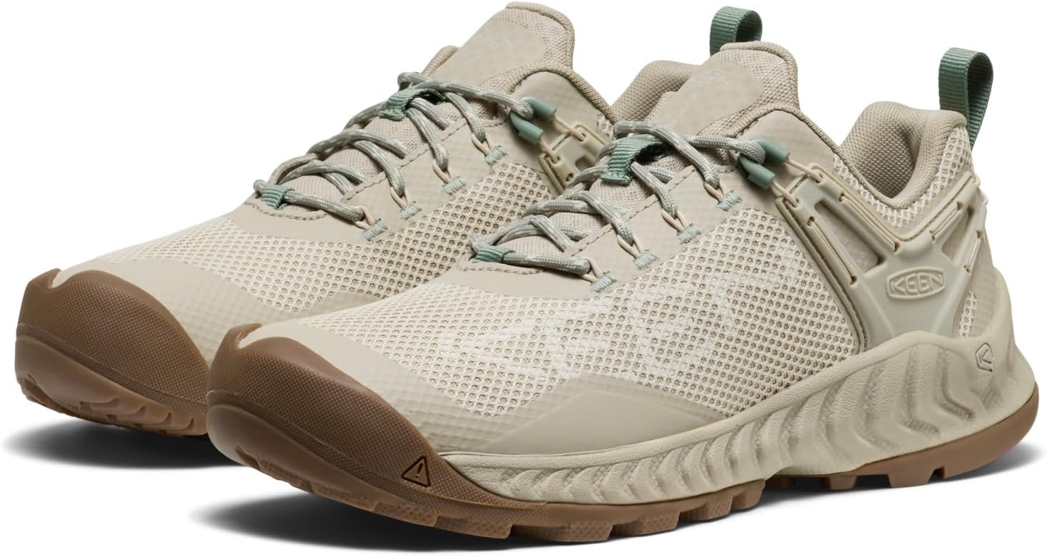 KEEN Women's Nxis Evo Waterproof Hiking Shoe, One Size Adult, Abbey Stone Iceberg Green, 9