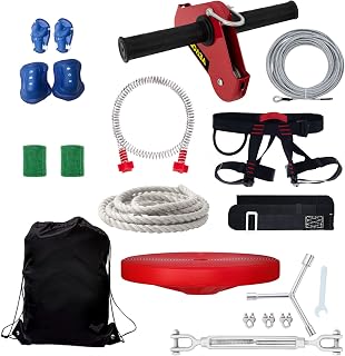 VEVOR Zip line Kits for Backyard 90FT, Zip Lines for Kid and Adult, Included Swing Seat, Zip Lines Brake, and Steel Trolley, Outdoor Playground Equipment