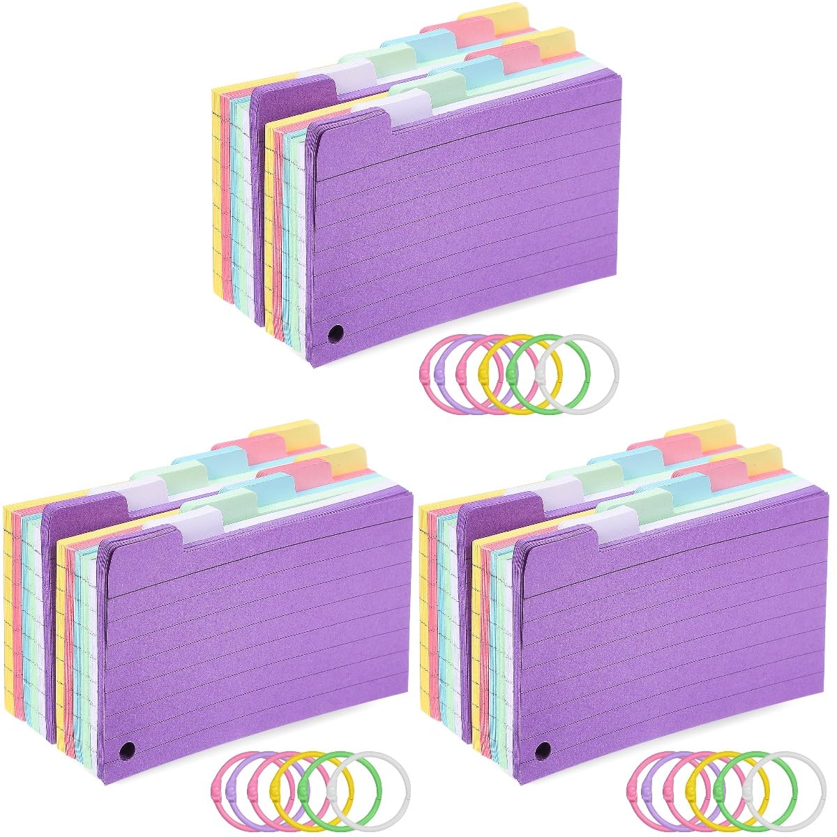 jojofuny 3 Sätze Spiral Notizblock Karteikarten Notizkarten Lernkarten Gelocht Linierte Notizkarten Ringe Für Karteikarten en Mit Ringen Für Den 300 Blatt*3
