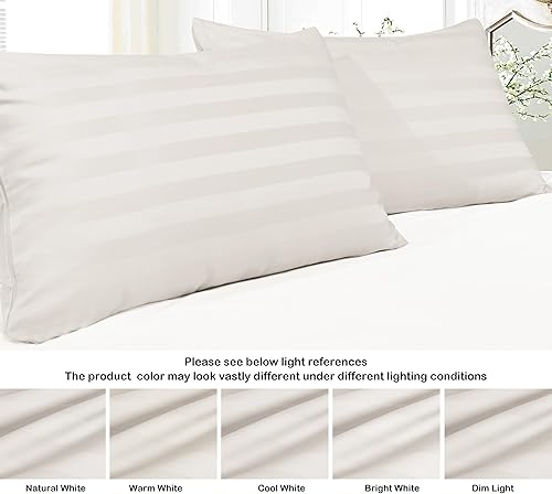 Miniatura 8 de Juego de 4 fundas de almohada 100% de algodón egipcio tamaño Queen, tejido satinado de 400 hilos, fundas de almohada refrescantes de fácil cuidado