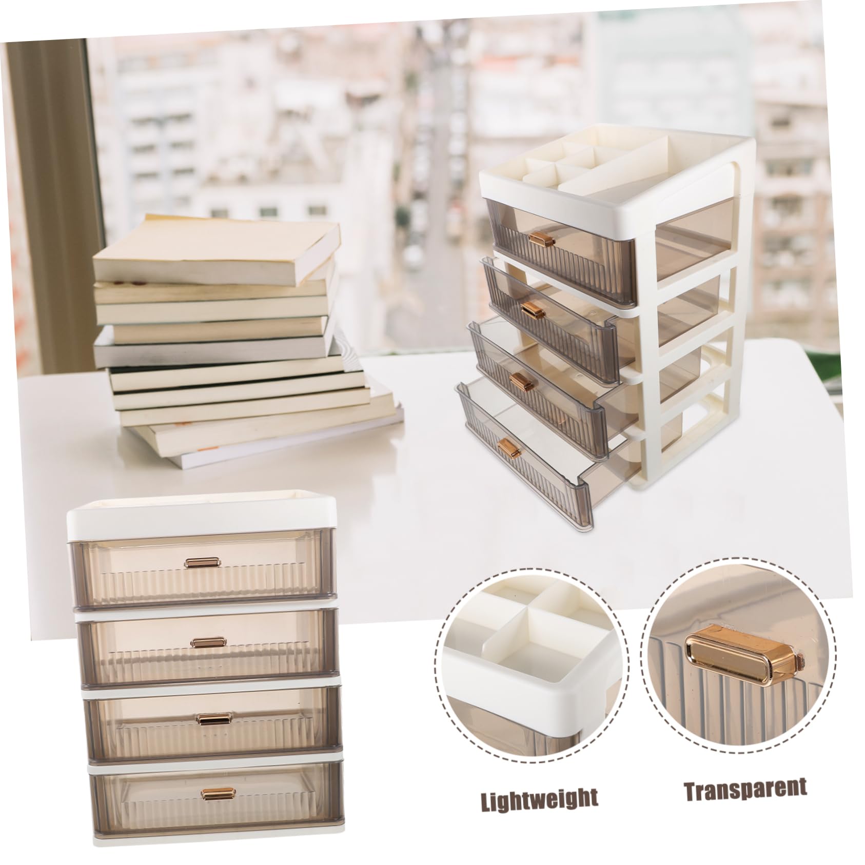 Caja de Almacenamiento Estilo Cajón de Escritorio en PP Blanco