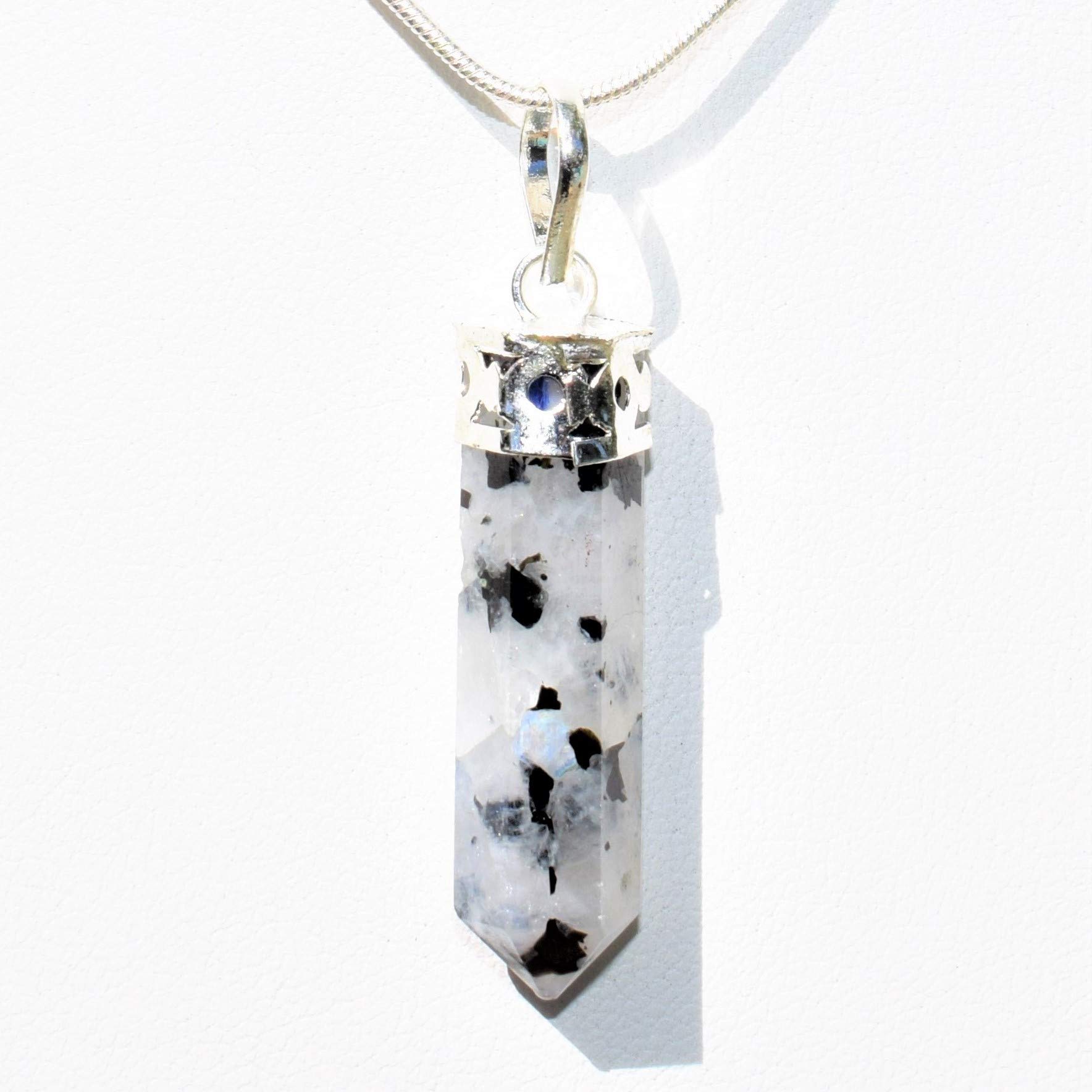 Zenergy Gems CHARGED Natural Himalayan Gemstone Crystal Perfect Pendant + 20' Silver Chain + Selenite Charging Heart [Included]