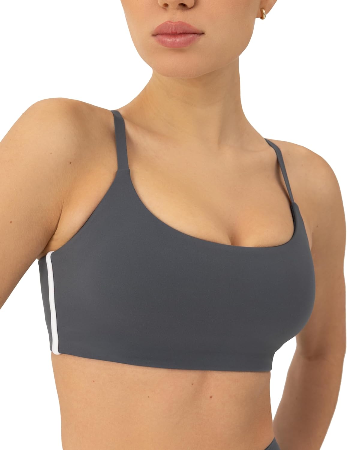 PAVOI ACTIVE Thin Spaghetti Strap Sports Bra for Women - Medium Support Buttery Soft Scoop Neck Workout Yoga Bras - FlexFlow