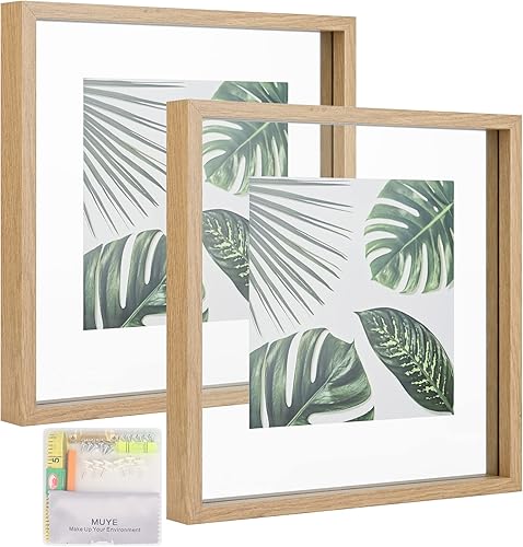 Vista 90 de MUYE Juego de 2 marcos flotantes de 11 x 14 pulgadas, marco rústico de doble cristal, para mostrar fotos de cualquier tamaño de hasta 11 x 14