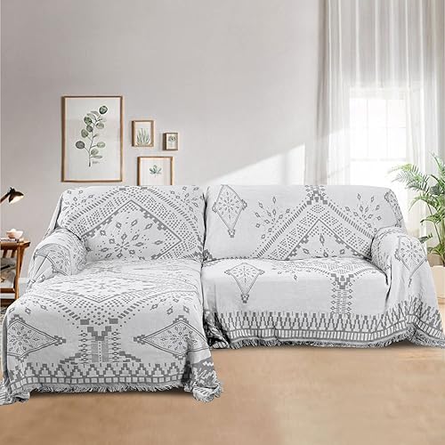 Miniatura 4 de H.VERSAILTEX Funda de sofá reversible para perro, funda para sofá de la mayoría de las formas, protector de muebles con borlas, funda de sofá